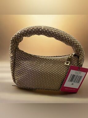 Sparkle Mesh Wristlet Bag in Truffle Taupe